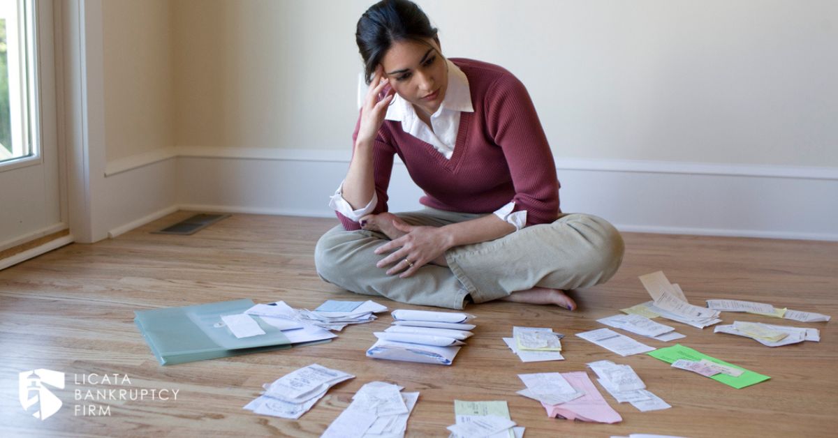 Woman stressed about bills
