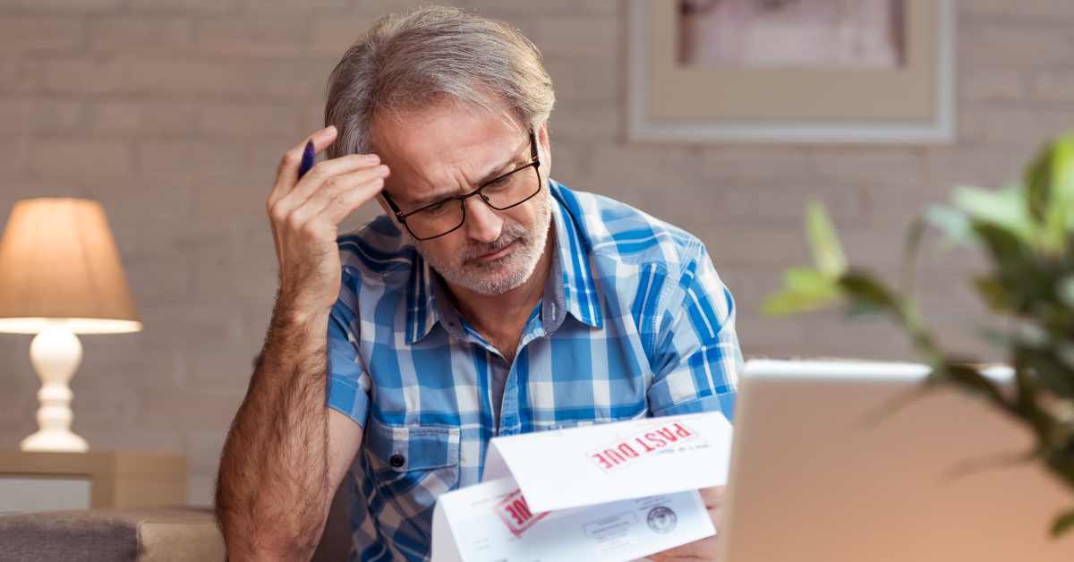 man problematic about his finances